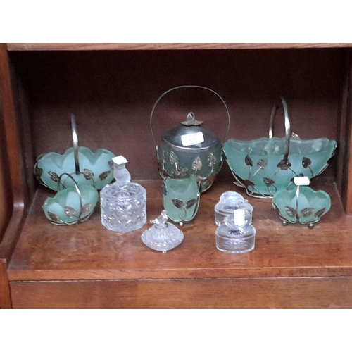 426 - Selection of green art glass