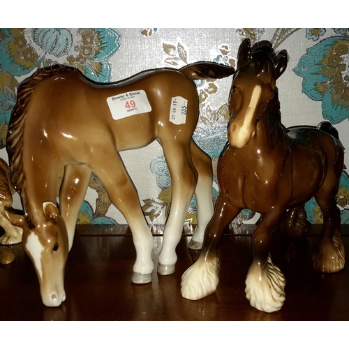 49 - Beswick shire horse & Russian pottery horse