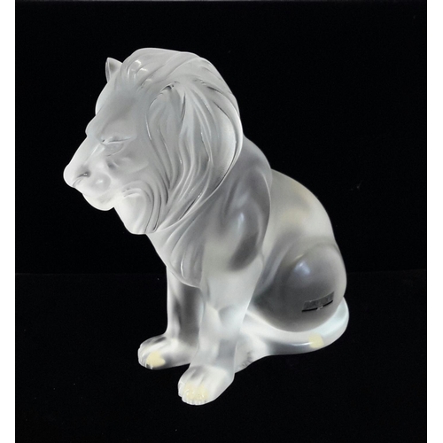 106 - Lalique Bamara Lion sculpture, signed. 8 inches tall