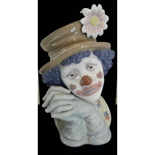 115 - Large Lladro Melancholy clown bust head 5542, 28.5cm in height