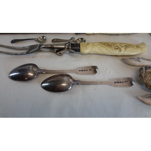 146 - A collection of silver hall marked items & EP wares, to include mother of pearl handled cutlery & 2 ... 