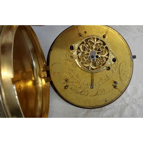 24 - A large late 18th century verge in a decorative gilt consular case, full plate gilt fusee movement. ... 