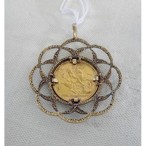 50 - 1889 full sovereign in a fitted 9ct gold pendant