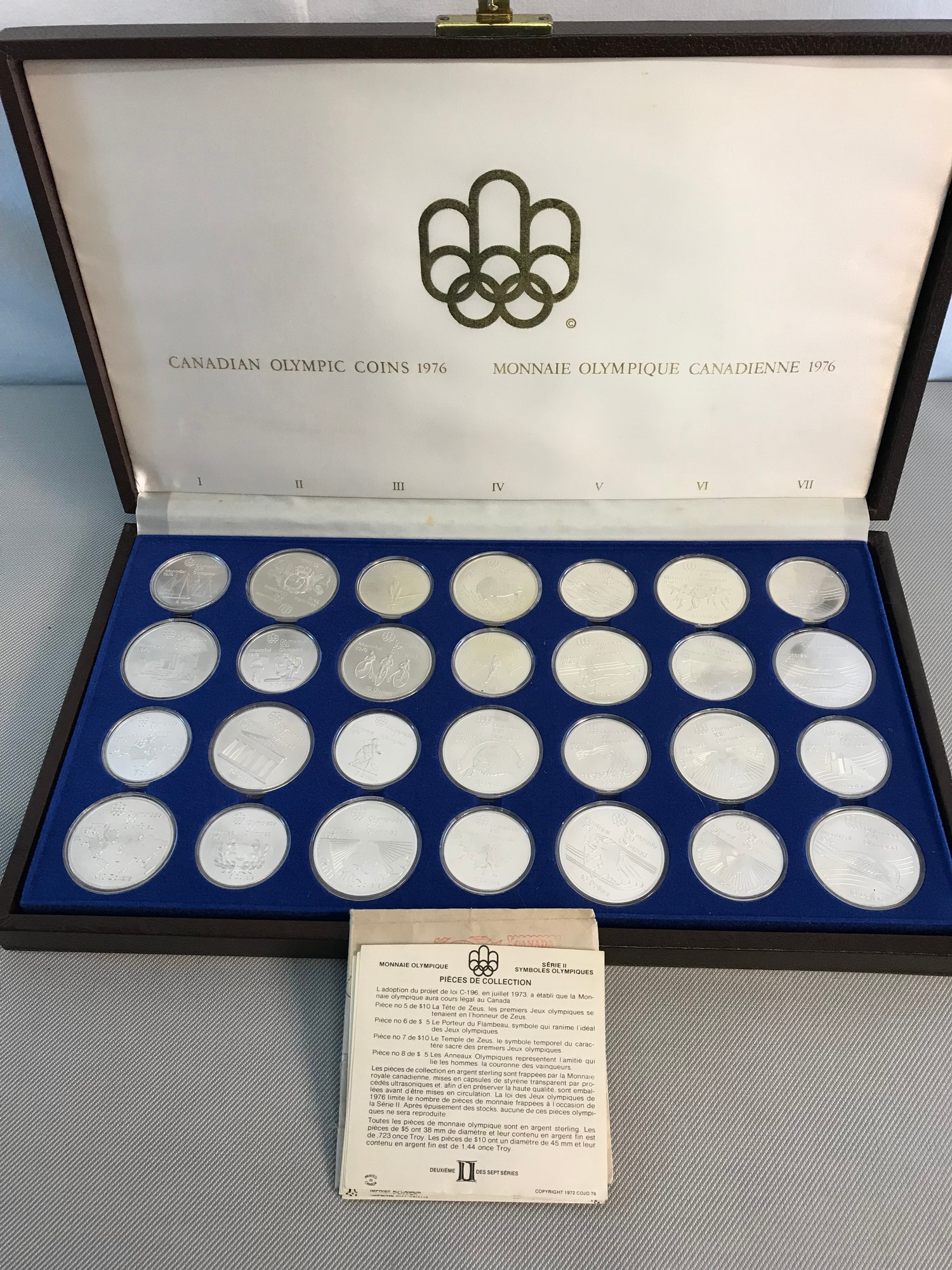 Silver Canadian Olympic coin set for the year 1976. 28 coins