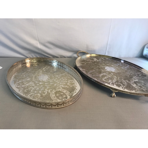 70 - Viners Silver plated serving trays with ornate designs