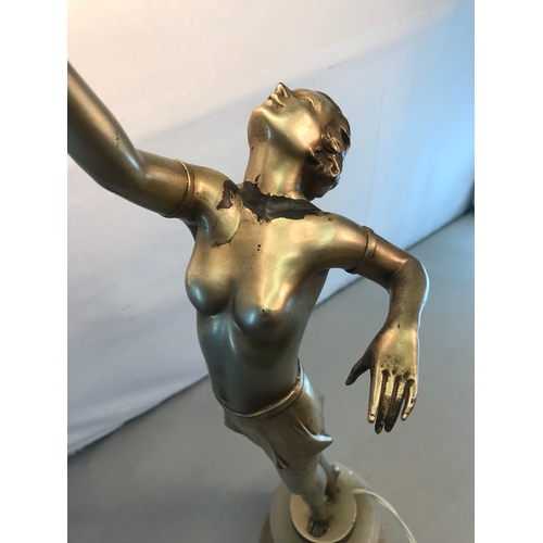 158 - Large Josef Lorenzl Art deco Spelter Lady figure, Modeled nude lady on Onyx base. Unsigned piece. Wo... 