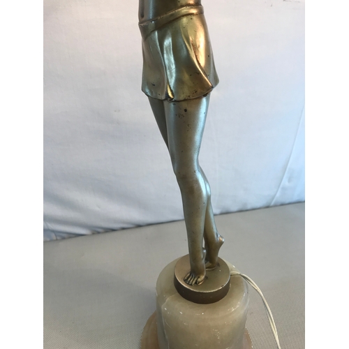 158 - Large Josef Lorenzl Art deco Spelter Lady figure, Modeled nude lady on Onyx base. Unsigned piece. Wo... 