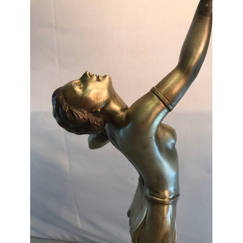 158 - Large Josef Lorenzl Art deco Spelter Lady figure, Modeled nude lady on Onyx base. Unsigned piece. Wo... 