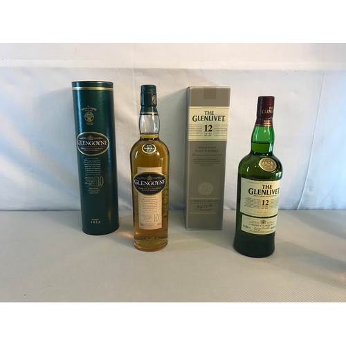 219 - Glengoyne 10 year single highland malt scotch whisky, full & sealed, 70cl, together with The Glenliv... 