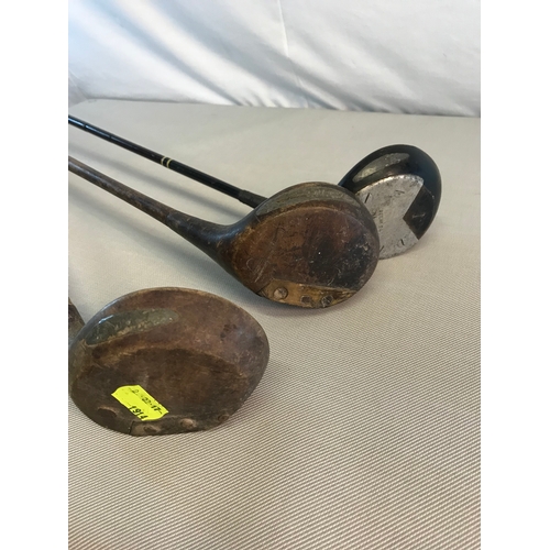 269 - 3 Vintage hickory shafted drivers.