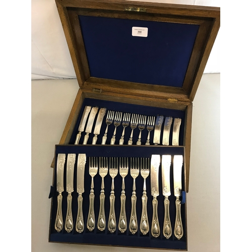 368 - Victorian cutlery set fitted within a burr walnut display box