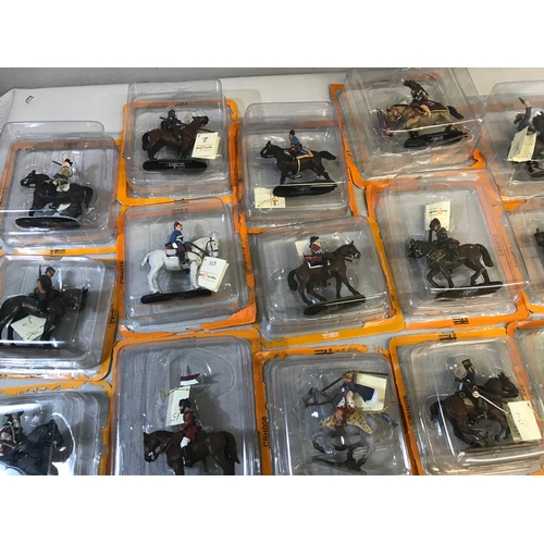 288 - A Collection of 20 Delprado meatl hand painted cavalry figures throughout the years. Come with magaz... 