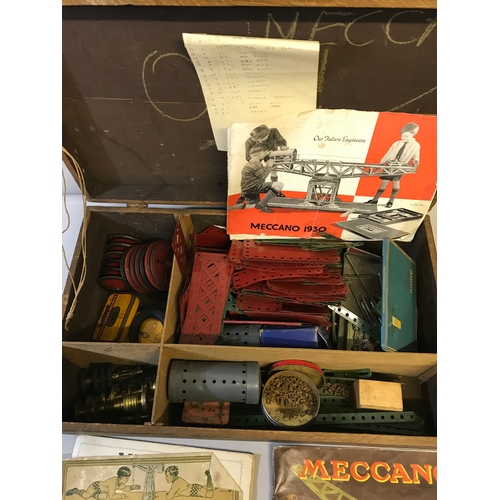 414 - Crate full of vintage Meccano and instructions dated 1930's