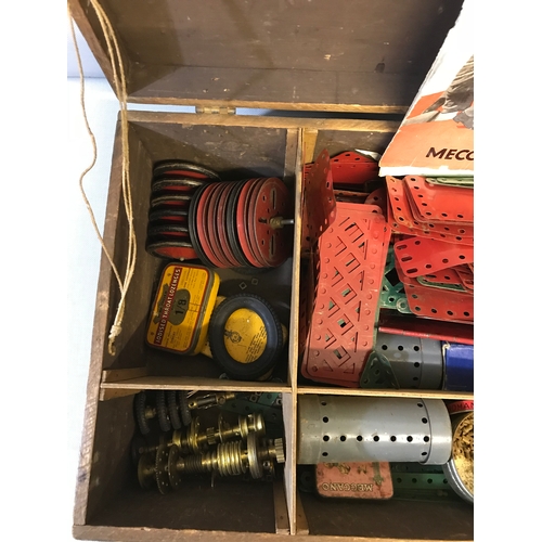 414 - Crate full of vintage Meccano and instructions dated 1930's