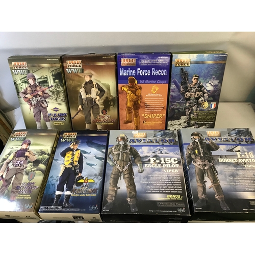 421 - A Collection of 8 Elite Force WW2 1/6 scale action figures come in boxes, (Unchecked)