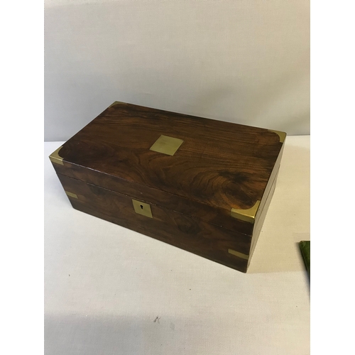 191 - Lovely Mahogany writing slope box with brass edgings (Inside needs attention) Comes with an Art Deco... 