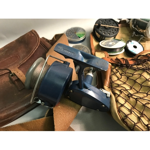 Liddesdale fishing bag, one other, Mitchell 487 spinning reel, Shakespeare fly  reel. Garcia Mitchell