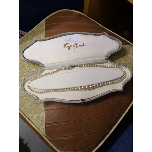 26 - vintage pearl necklace with original box.