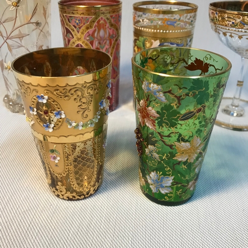 279 - A Lot of six Moser & Fritz Heckert drinking glasses, Included in the lot is two glasses designed wit... 