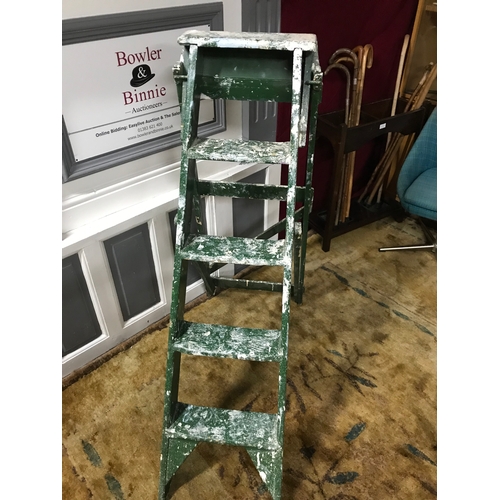 100A - A Vintage set of A Frame painters ladders, Showing signs of original green paint.