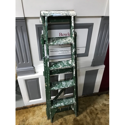 100A - A Vintage set of A Frame painters ladders, Showing signs of original green paint.