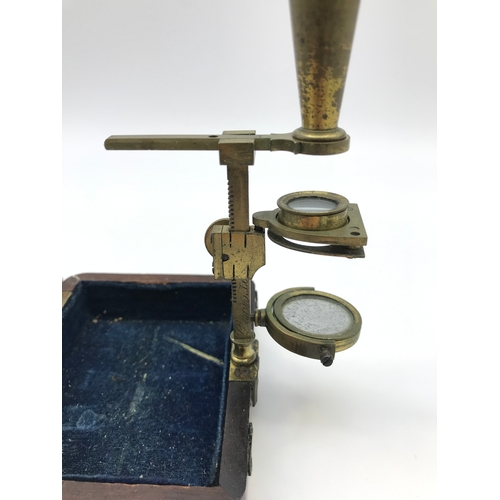 143 - Cary's Gould London Miniature microscope with travel box.