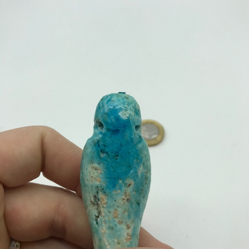 197 - Rare Ancient Egyptian Faience Shabti Hieroglyphics (945-715BC.) Measures 9cm in height