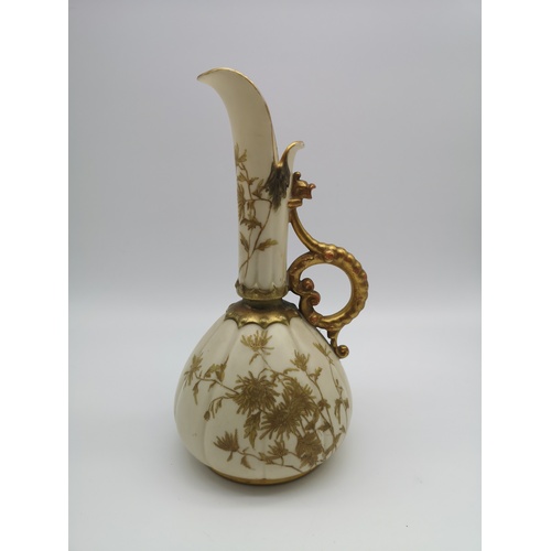 99J - An early [1890] Royal Worcester pitcher with a gilt floral design [height 21cm]