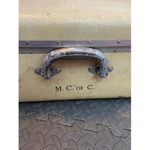 19 - A Vintage Harrods Ltd London travel case. Detailed to the front Initials M.C.OF.C.