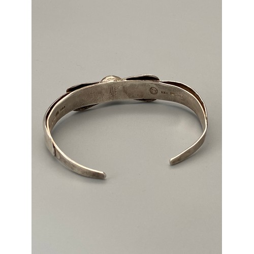 133J - Antique Sheffield silver Rennie Mackintosh design bangle. Made by Atkin Brothers and dated 1952 with... 