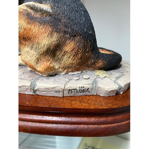 7A - A Large Border Fine Arts German Shepherd figurine. Comes with original wooden display stand. Model M... 