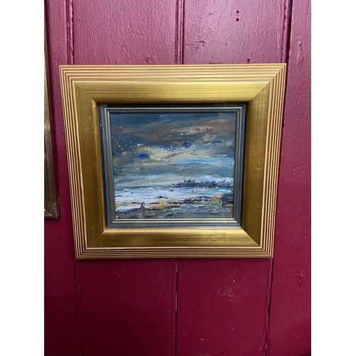 25A - Kathleen Conboy 
Original Acrylic oil painting titled 'Rough Sea, Near Dunbar' dated 1994. Fitted wi... 