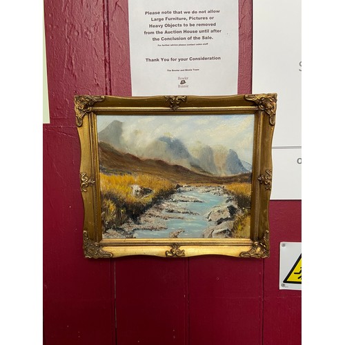 27A - Original oil painting on board titled 'Glencoe' Signed by the artist to the corner. Fitted within a ... 