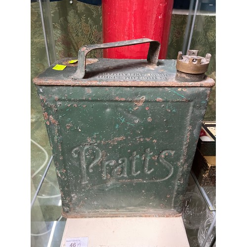 98A - A Vintage Pratt's petrol can designed with a brass Shell screw stopper.