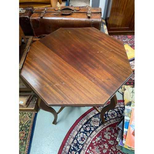 108A - Antique mahogany two tier octagonal window table. [76x76x76cm]