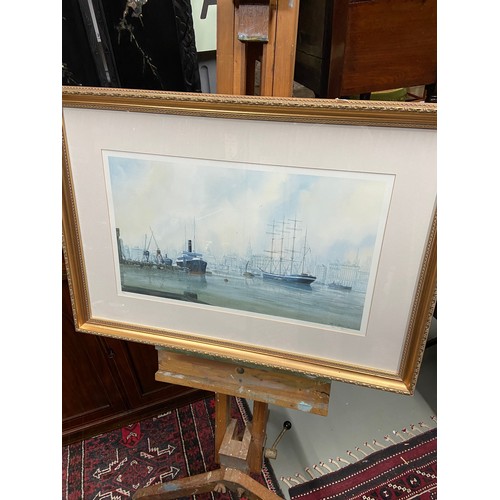 116A - A Vintage limited edition [359/400] print of a shipyard by John J. Holmes. Signed in pencil by the a... 