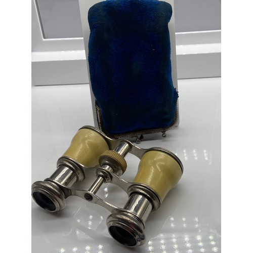 85 - A Pair of vintage opera glasses with purse/ carry bag.