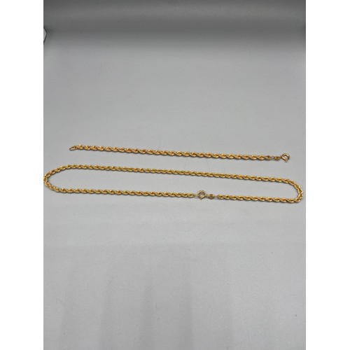 34 - A 9ct gold rope necklace [40cm in length] together with a 9ct gold rope bracelet [17cm in length] [6... 