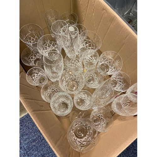 162 - Three boxes of various crystal and glasses