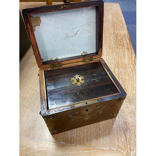 238 - A Victorian brass bound tea caddy