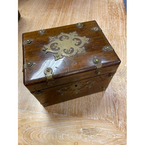 238 - A Victorian brass bound tea caddy