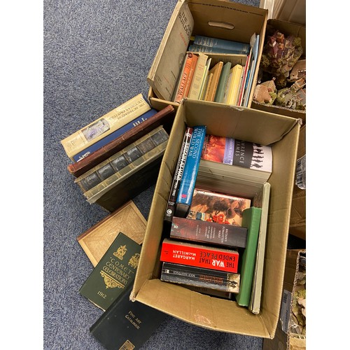 642 - Two boxes of military story books, Two volume The History of Sir Richards Calamady and Glasgow fine ... 