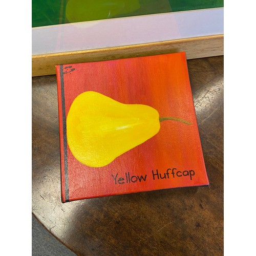 549 - An original oil painting of a girl and a painting titled Yellow Huffcap by Patricia Jones