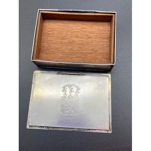 173A - A Unique early 20th century silver plated cigarette box. Engraved to the top 'Les Trois Fumeurs' thr... 