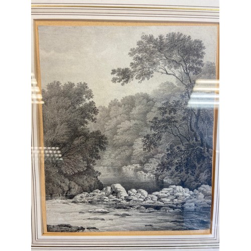 520 - An original pencil drawing depicting a river scene by Alistair Lindsay