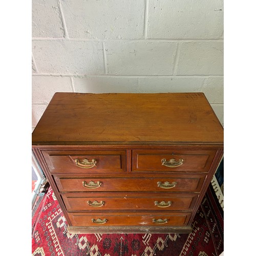 96B - A 19th century two over three chest of drawers, designed with Brass Art Nouveau style handles. [102X... 