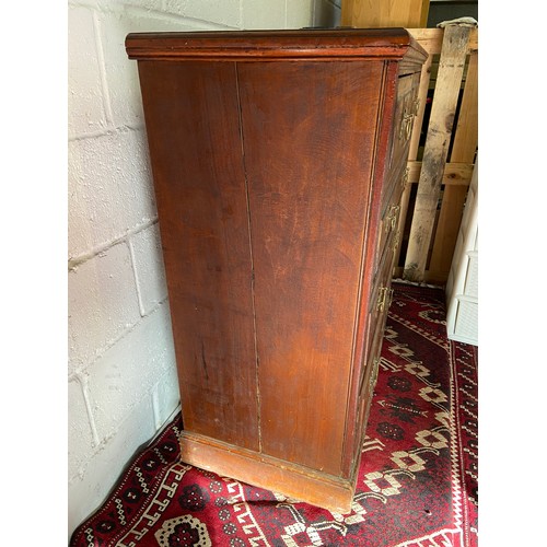 96B - A 19th century two over three chest of drawers, designed with Brass Art Nouveau style handles. [102X... 