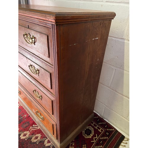 96B - A 19th century two over three chest of drawers, designed with Brass Art Nouveau style handles. [102X... 