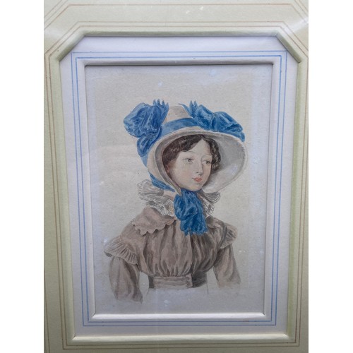 85J - A 19th Century original watercolour of a young lady 'Mrs Emily Sharpe, aged 17 years, 1813. 1893. [A... 