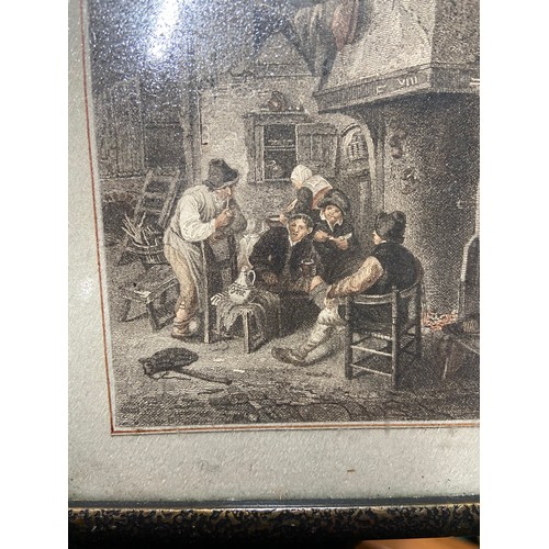 191A - A Small coloured engraving titled 'Interior of A CABA RET' [Frame measures 11x12cm]